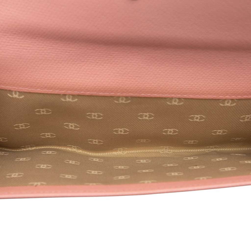 Chanel CC Grained Calfskin Flap Long Wallet Pink Leather Very good condition - Box View