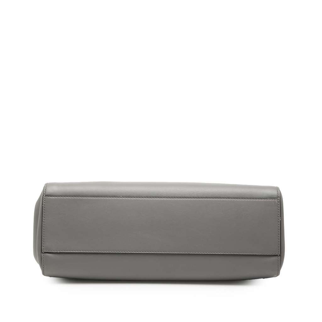 Gucci Medium Leather Bamboo Nymphaea Satchel Grey Leather Good - Inside View