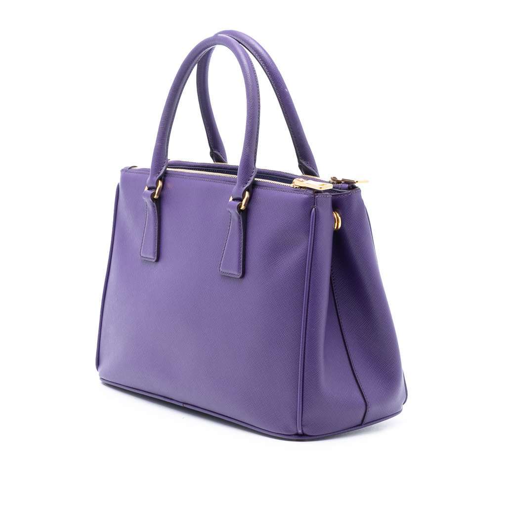 Prada Small Saffiano Lux Galleria Double Zip Satchel Purple Leather Very good condition - Back View