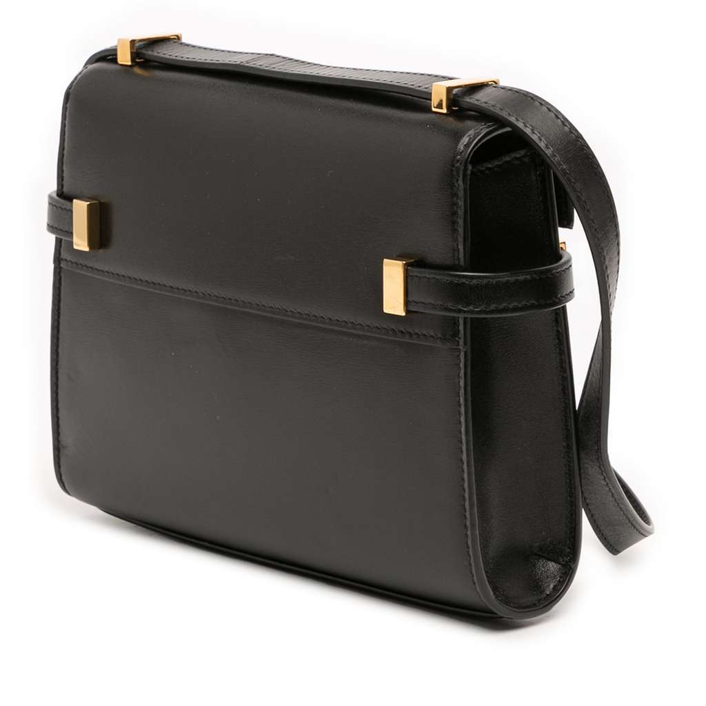 Saint Laurent Mini Box Calfskin Manhattan Shoulder Bag Black Leather Very good - Back View