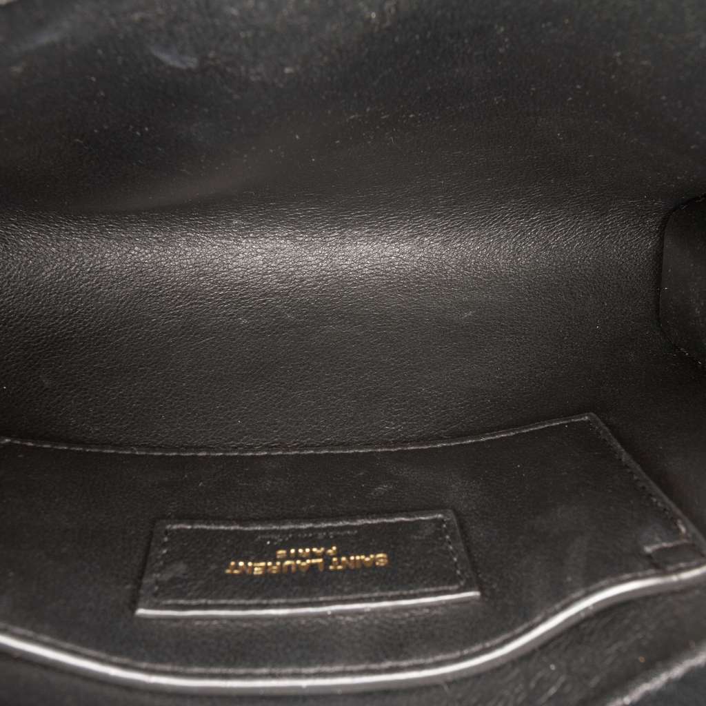 Saint Laurent Mini Box Calfskin Manhattan Shoulder Bag Black Leather Very good - Model View