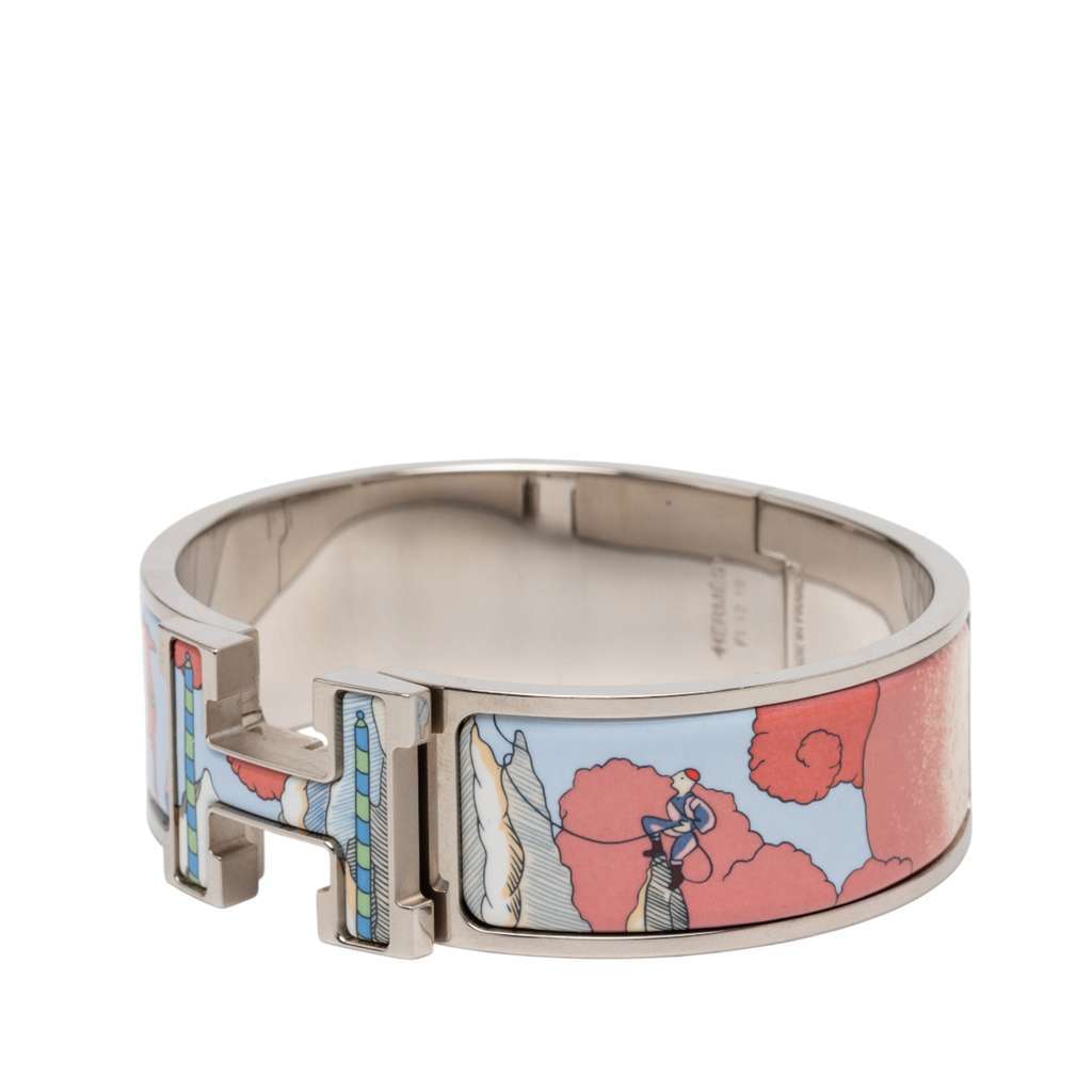 Hermès Wide Enamel Cosmographia Universalis Clic Clac H Bracelet PM Blue Very good - Back View