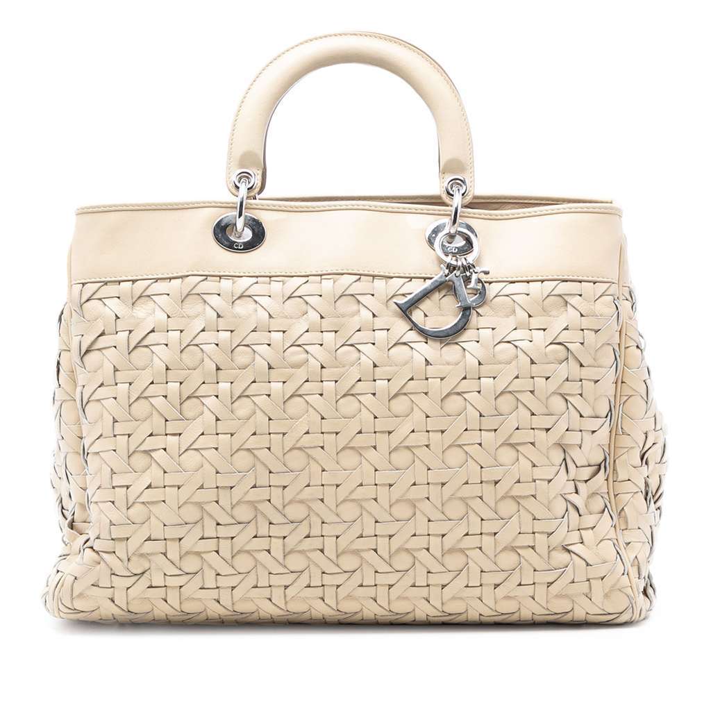 Dior Woven Lambskin Lady Dior Avenue Tote Brown Leather Very good condition - Front View