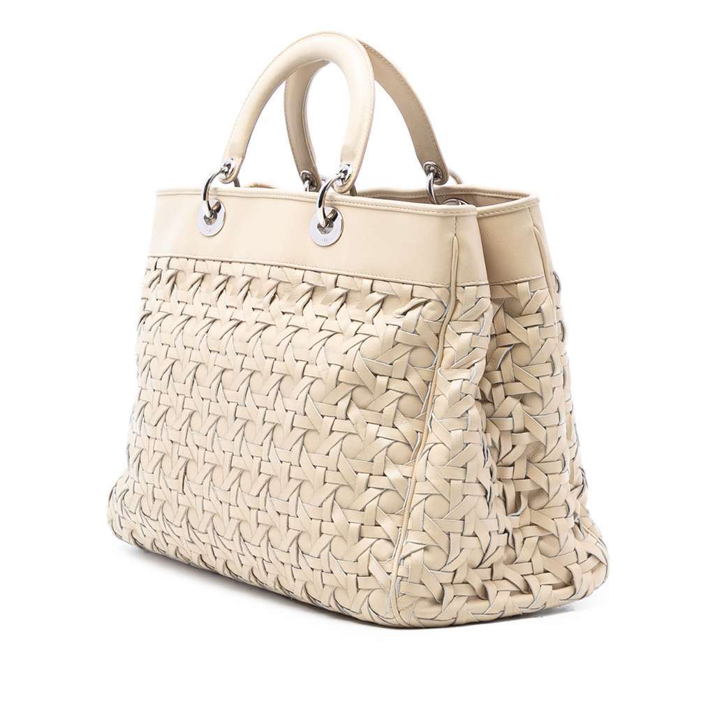 Dior Woven Lambskin Lady Dior Avenue Tote Brown Leather Very good condition - Back View