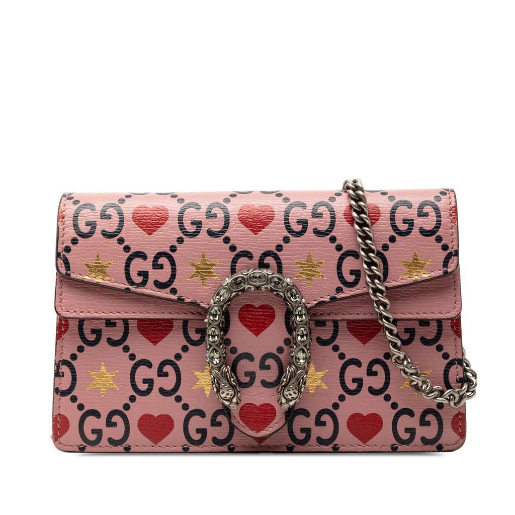 Gucci Mini Textured Leather Valentines Day Dionysus Crossbody Pink Leather Very good - Front View