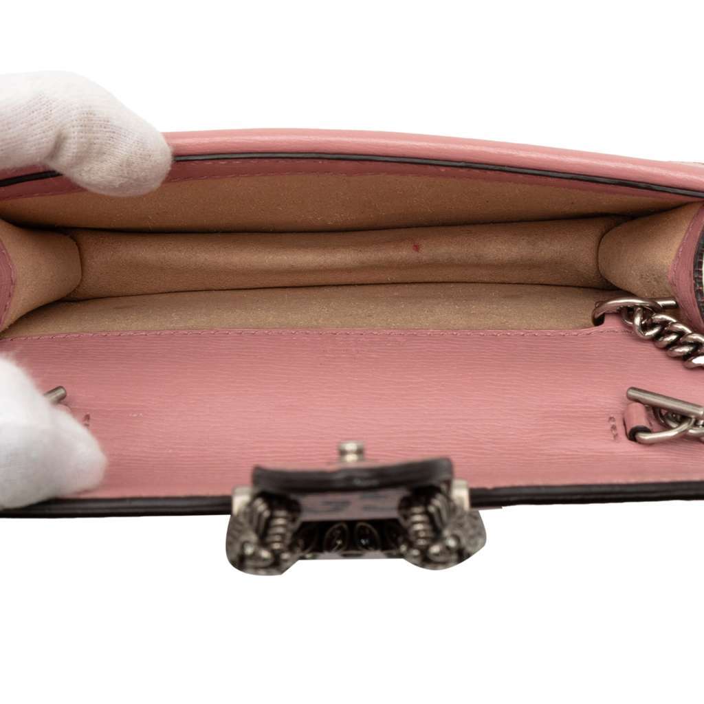 Gucci Mini Textured Leather Valentines Day Dionysus Crossbody Pink Leather Very good - Model View