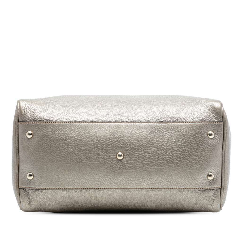 Gucci Medium Calfskin Bamboo Shopper Boston Bag Gold Leather Very good - Inside View
