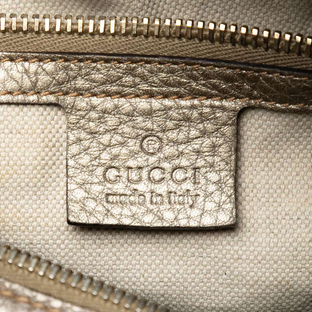Gucci Medium Calfskin Bamboo Shopper Boston Bag Gold Leather Very good - Box View