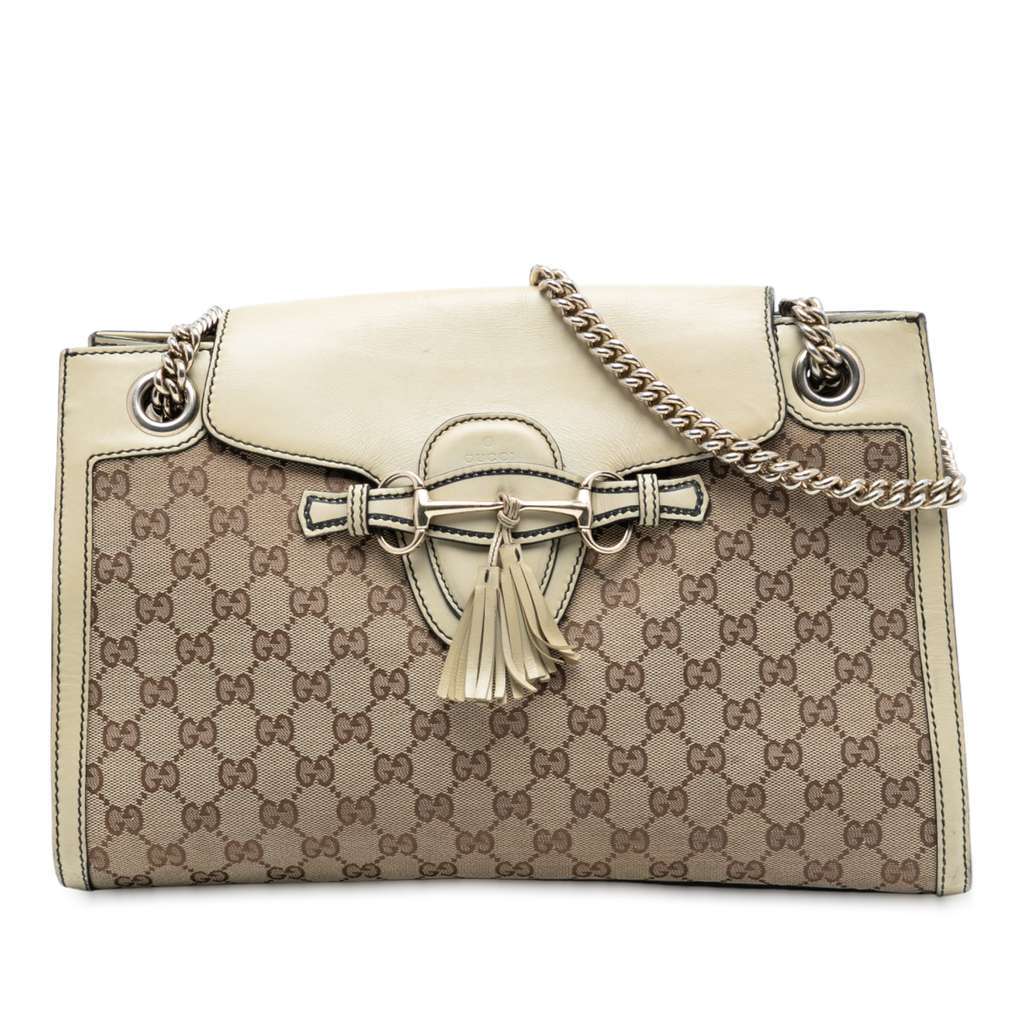 Gucci Large GG Canvas Emily Shoulder Bag Brown Canvas Very good - Front View