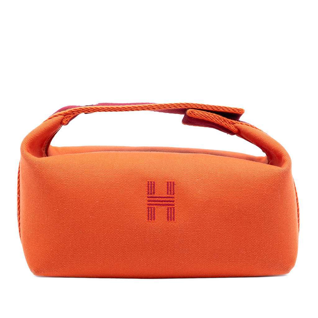 Hermès Small Toile Bride A Brac Case Orange Canvas Very good condition - Front View