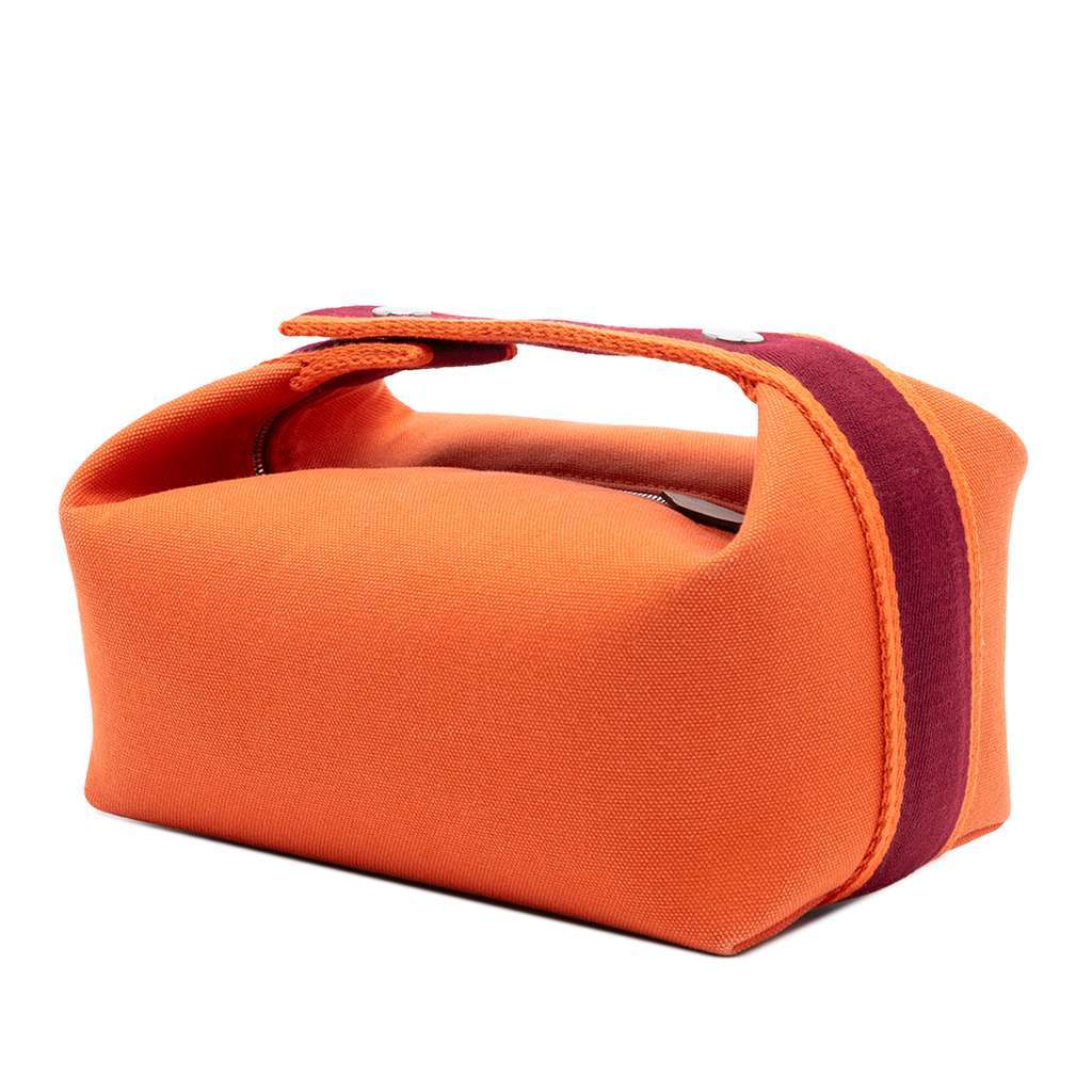 Hermès Small Toile Bride A Brac Case Orange Canvas Very good condition - Back View