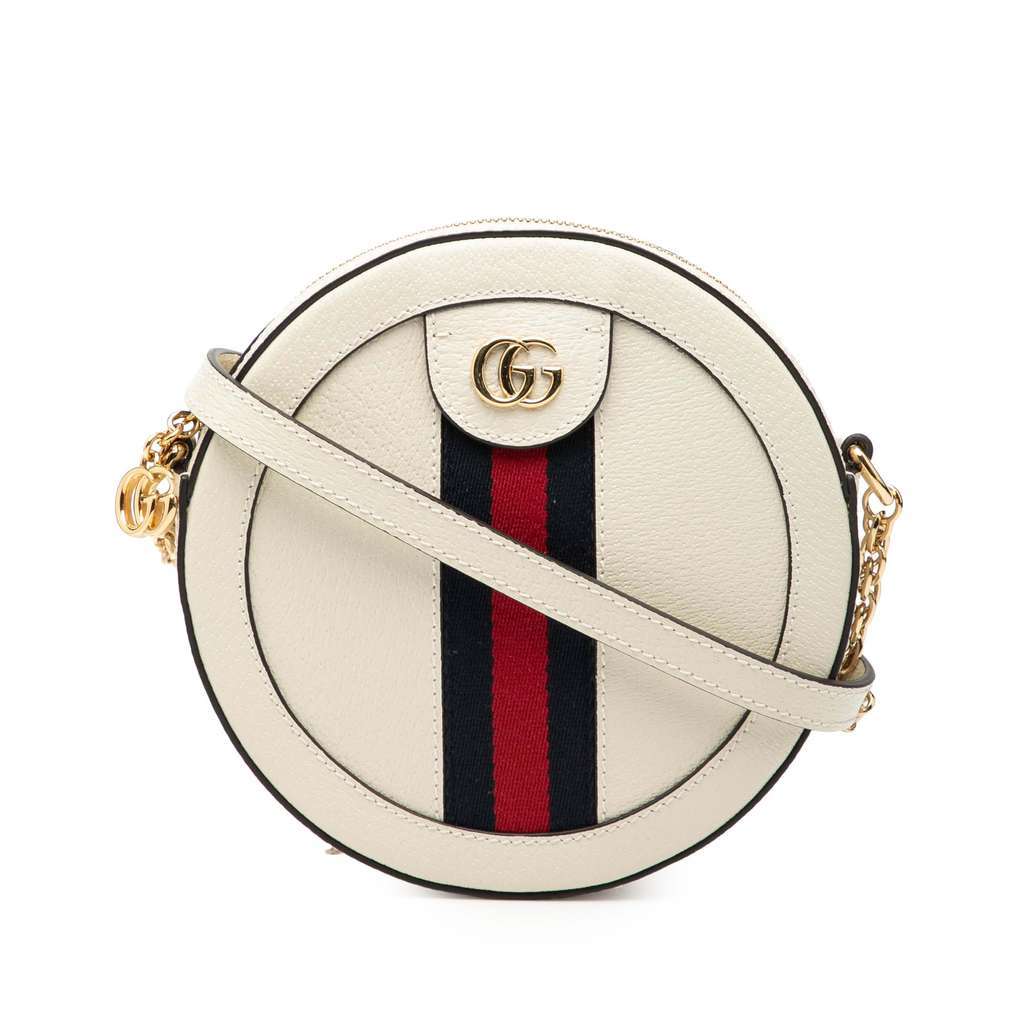 Gucci Mini Leather Ophidia Round Crossbody White Leather Very good - Front View