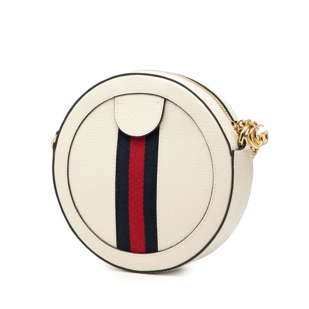 Gucci Mini Leather Ophidia Round Crossbody White Leather Very good - Back View
