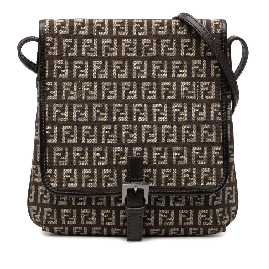 Fendi Zucchino Canvas Crossbody Brown Canvas Very good - Front View