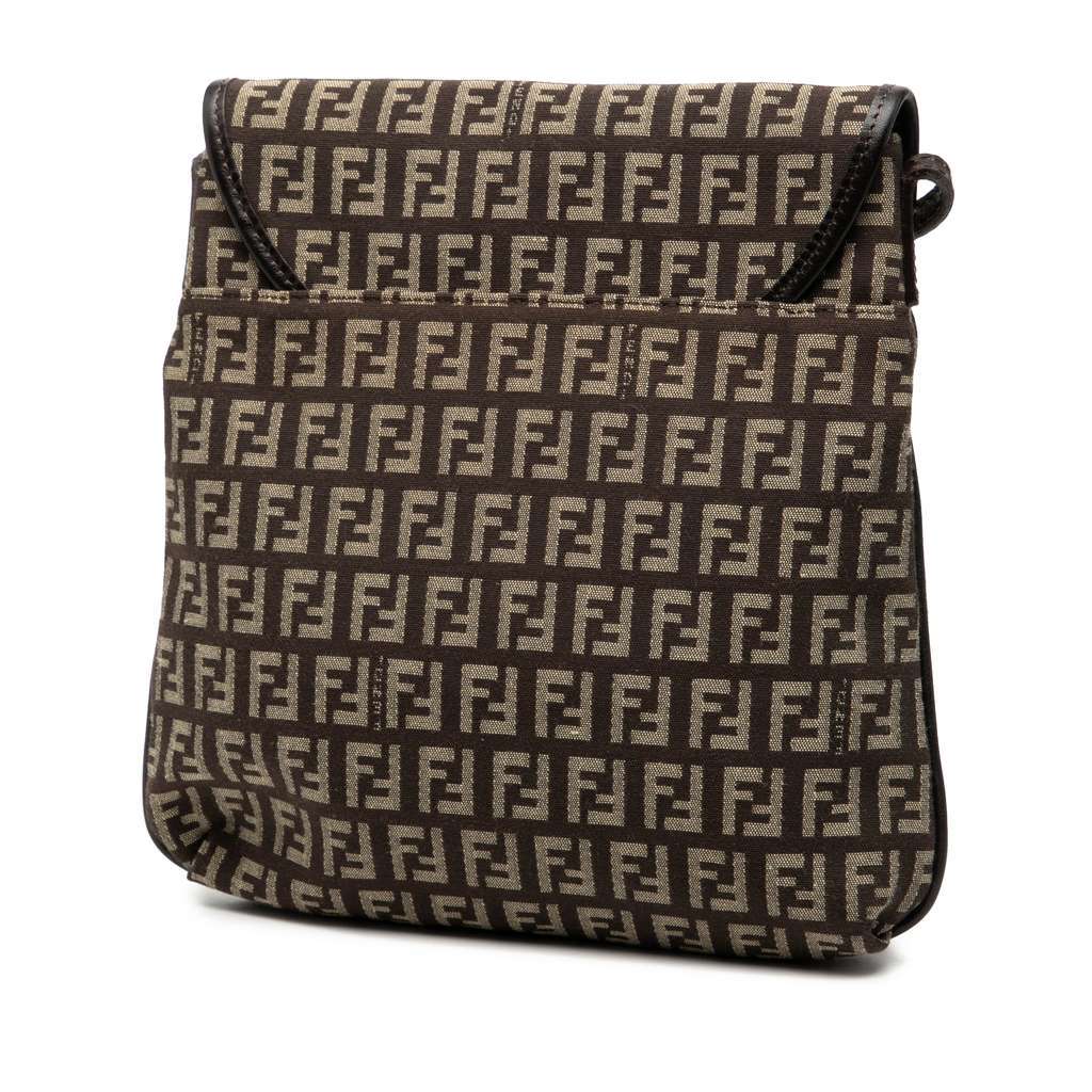 Fendi Zucchino Canvas Crossbody Brown Canvas Very good - Back View