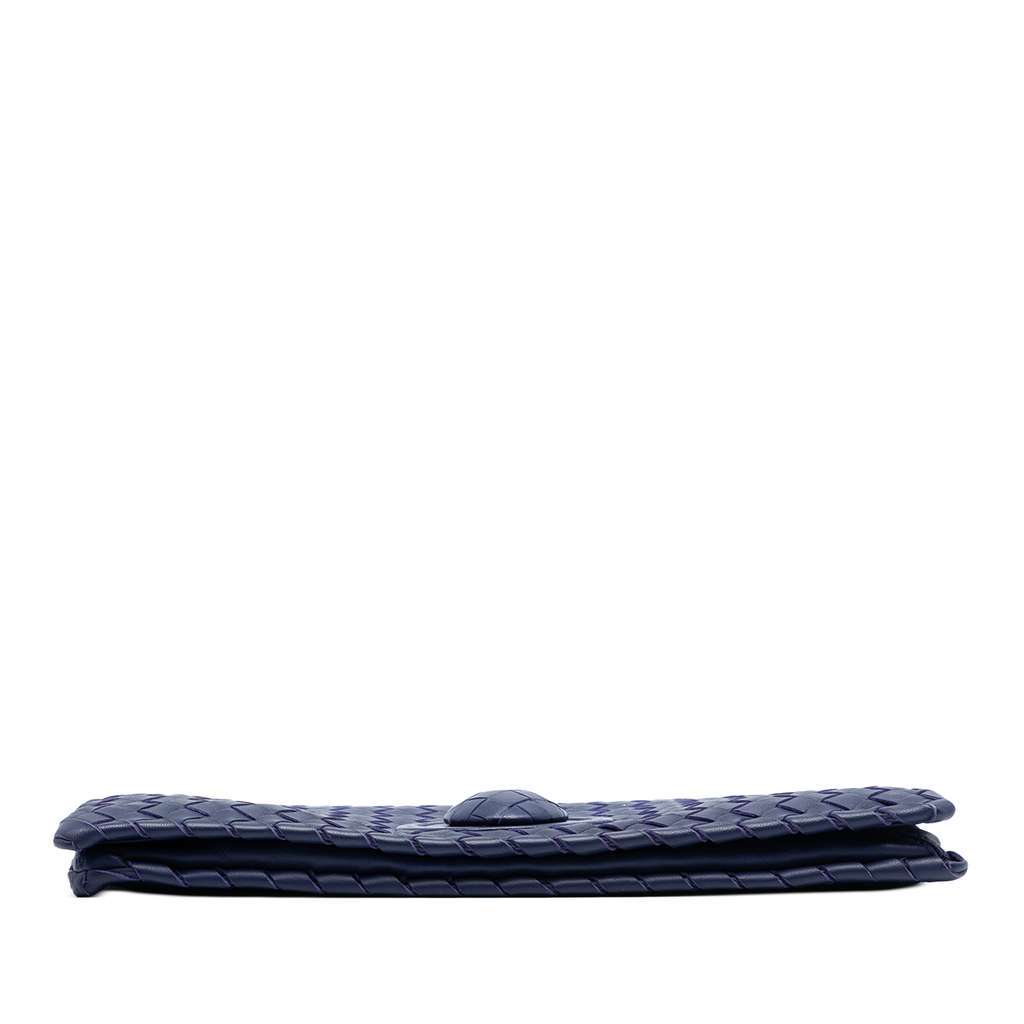 Bottega Veneta Nappa Intrecciato Turn Lock Clutch Blue Leather Very good condition - Inside View