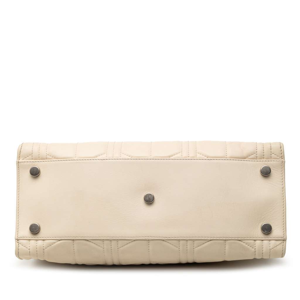 Gucci Quilted Leather Dionysus Web Satchel White Leather Very good - Inside View
