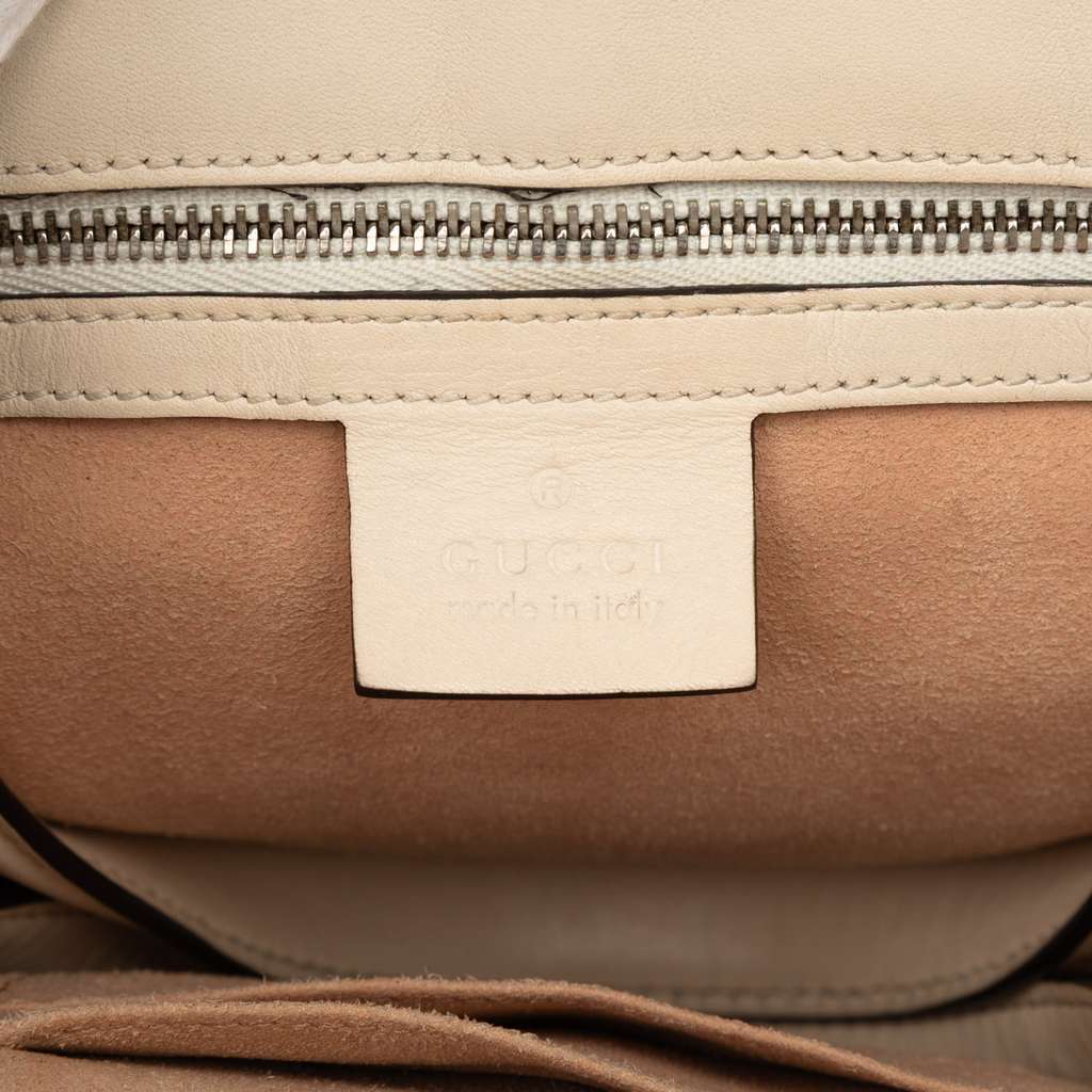Gucci Quilted Leather Dionysus Web Satchel White Leather Very good - Box View