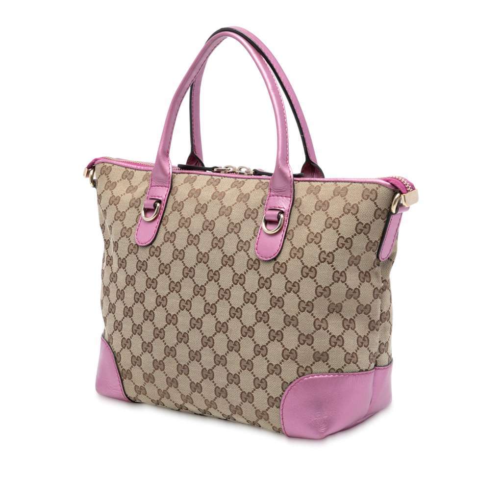 Gucci GG Canvas Heart Bit Satchel Brown Canvas Good - Back View