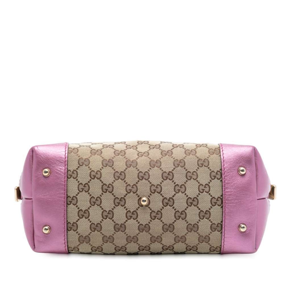 Gucci GG Canvas Heart Bit Satchel Brown Canvas Good - Inside View
