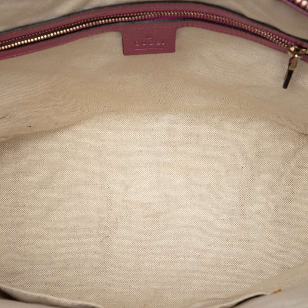 Gucci GG Canvas Heart Bit Satchel Brown Canvas Good - Model View