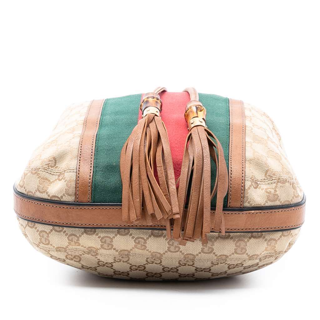 Gucci GG Canvas Web Rania Drawstring Hobo Brown Canvas Very good condition - Inside View