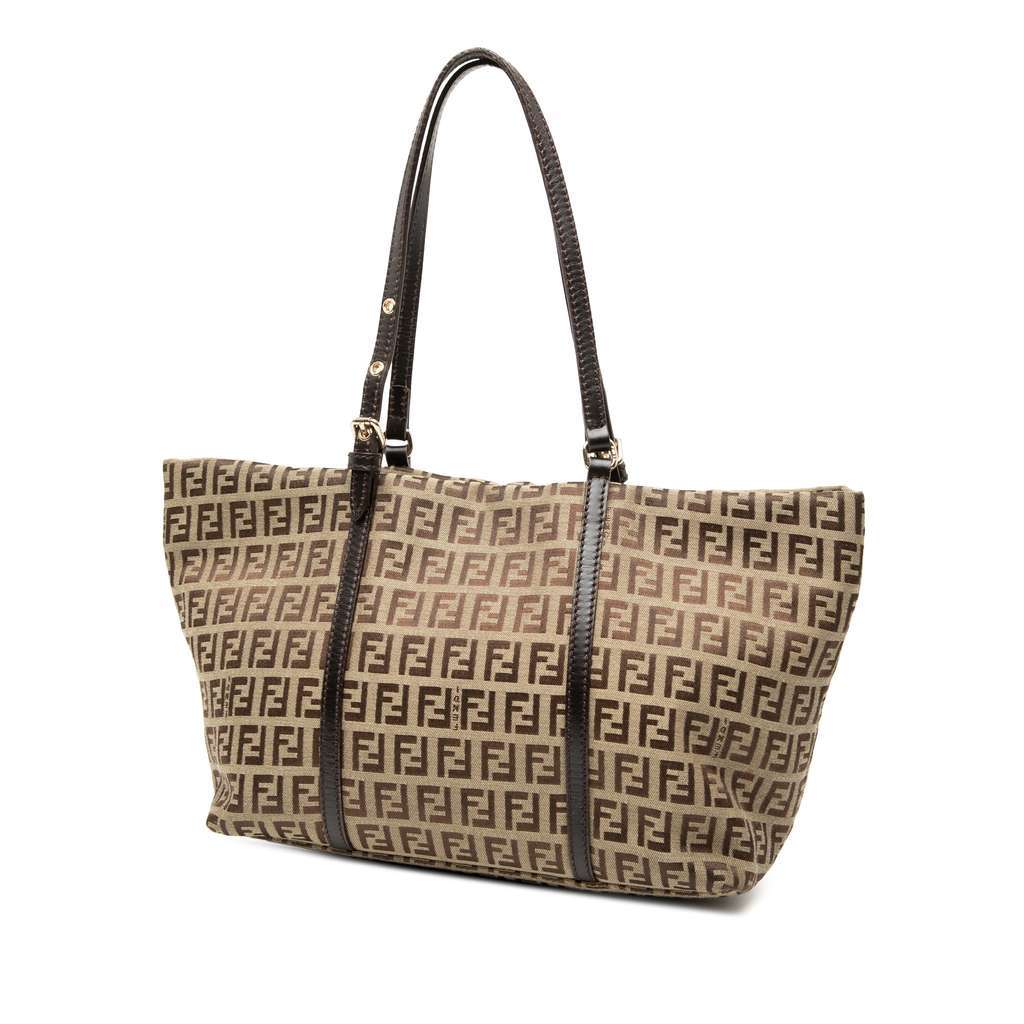 Fendi Mini Zucchino Canvas Superstar Tote Brown Canvas Good - Back View