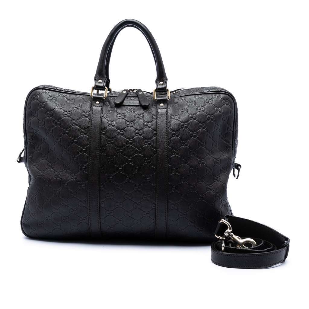 Gucci Guccissima Business Bag Brown Leather Good - Front View