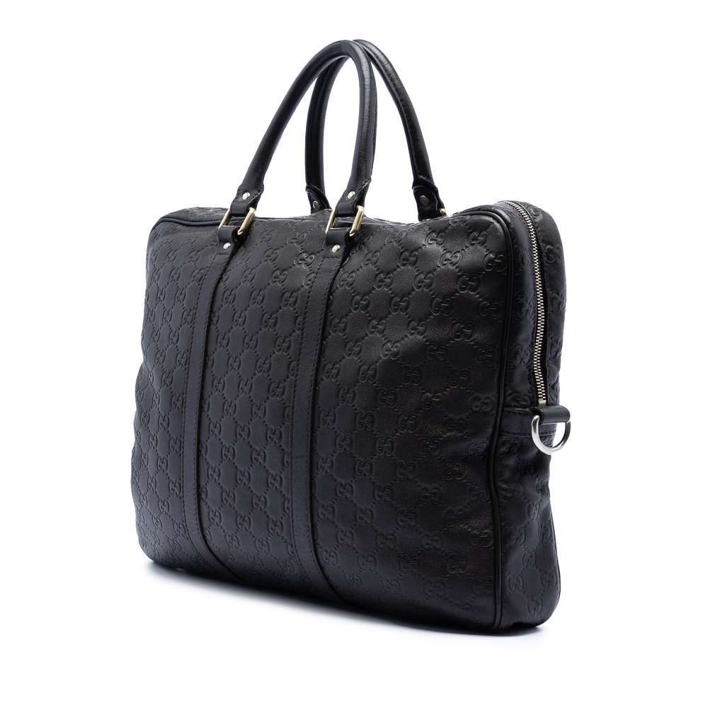 Gucci Guccissima Business Bag Brown Leather Good - Back View