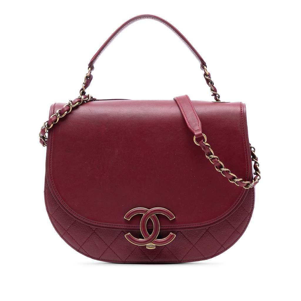 Chanel Medium Calfskin Coco Curve Flap Red Leather Very good condition - Front View