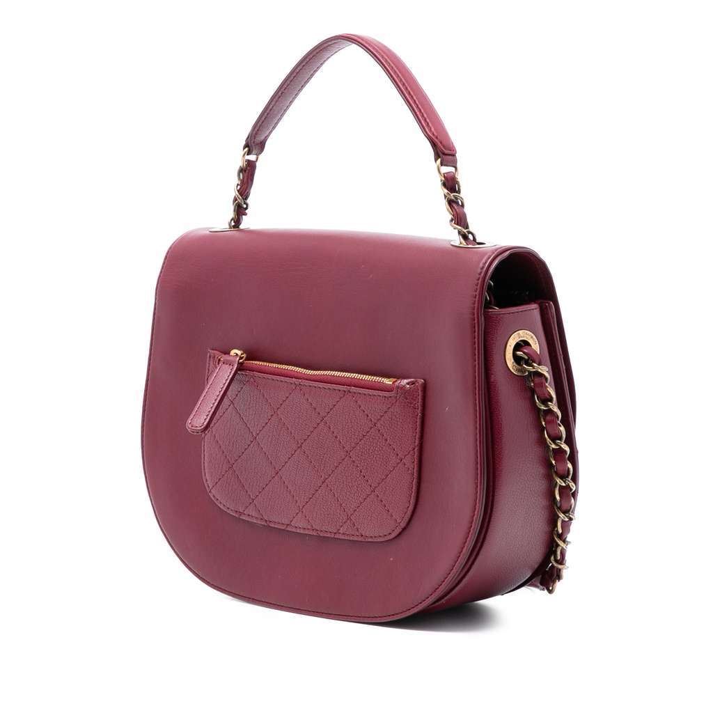 Chanel Medium Calfskin Coco Curve Flap Red Leather Very good condition - Back View
