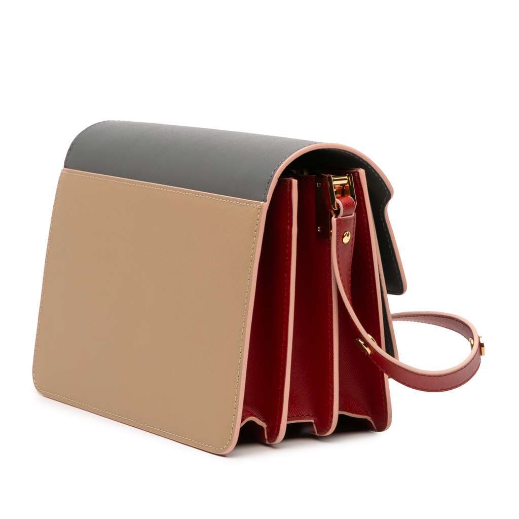 Marni Tricolor Leather Trunk Crossbody Brown Leather Very good condition - Back View