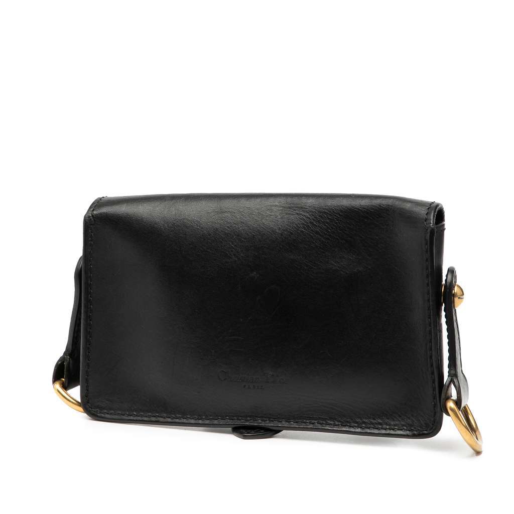Dior Mini Leather D Bee Saddle Bag Black Leather Very good - Back View