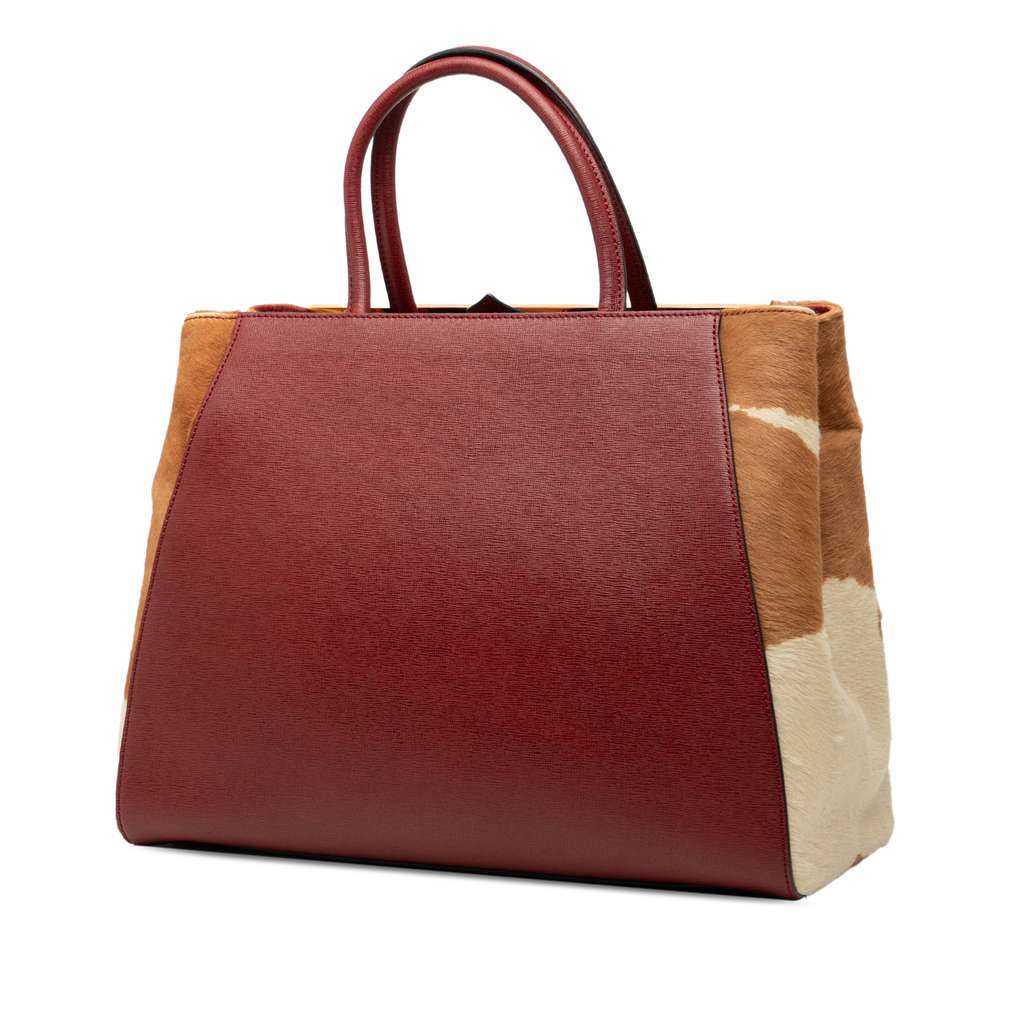 Fendi Medium Leather and Pony Hair 2Jours Satchel Red Leather Good - Back View