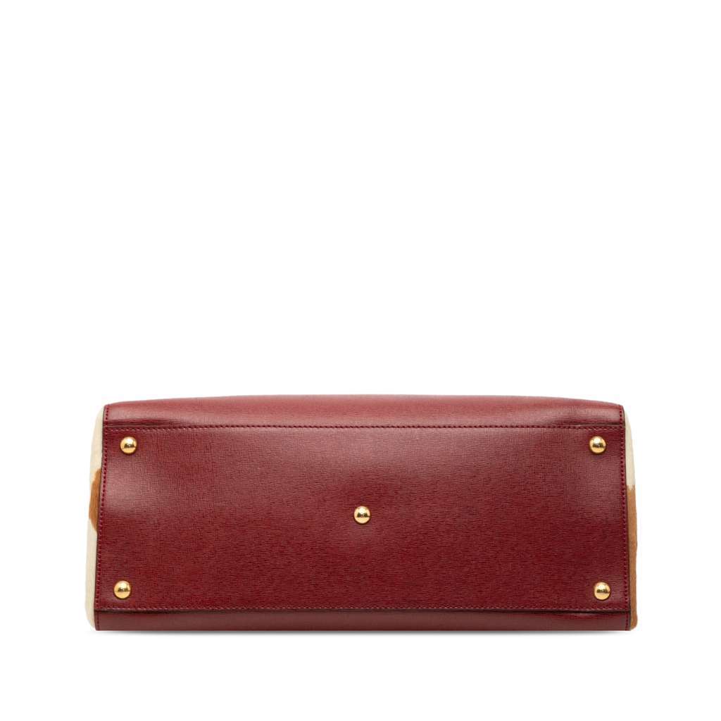 Fendi Medium Leather and Pony Hair 2Jours Satchel Red Leather Good - Inside View