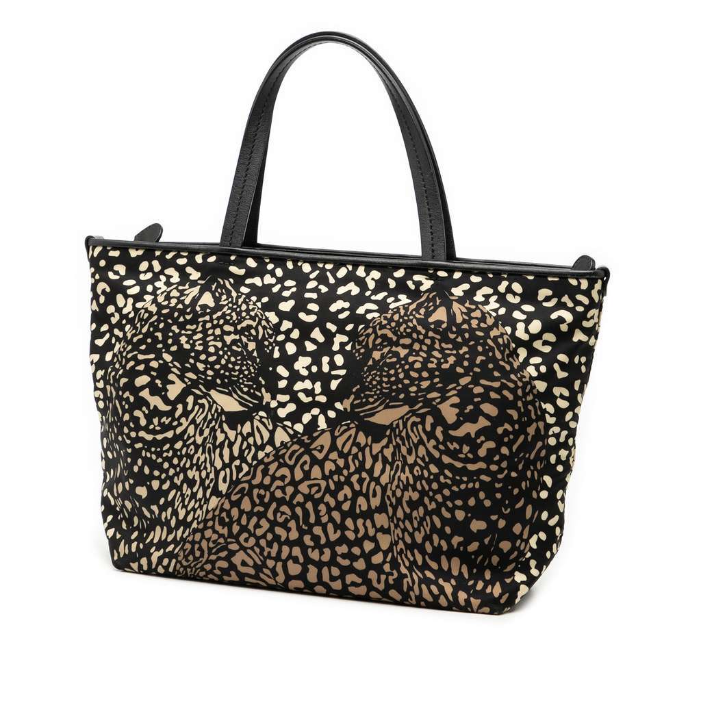 Salvatore Ferragamo Nylon Leopard Print Gancini Tote Black Very good condition - Back View