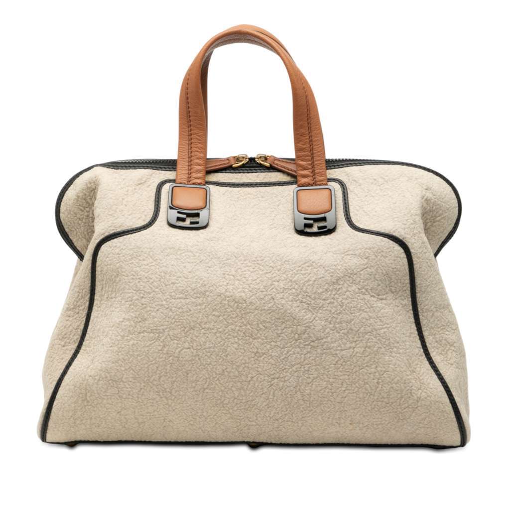 Fendi Large Canvas Chameleon Satchel Brown Canvas Very good - Front View
