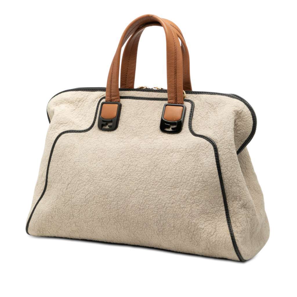 Fendi Large Canvas Chameleon Satchel Brown Canvas Very good - Back View