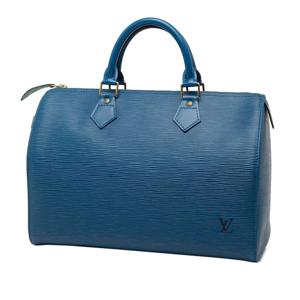 Louis Vuitton Epi Speedy 30 Blue Leather Good - Back View