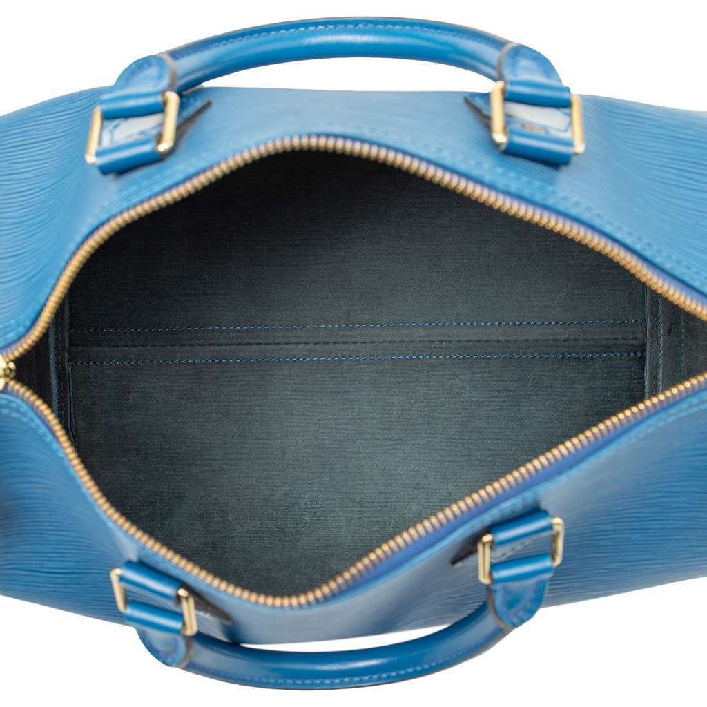 Louis Vuitton Epi Speedy 30 Blue Leather Good - Model View