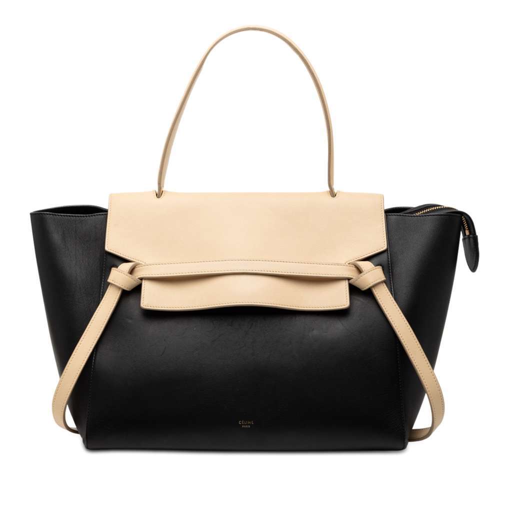 Celine Mini Bicolor Smooth Calfskin Belt Bag Black Leather Good - Front View