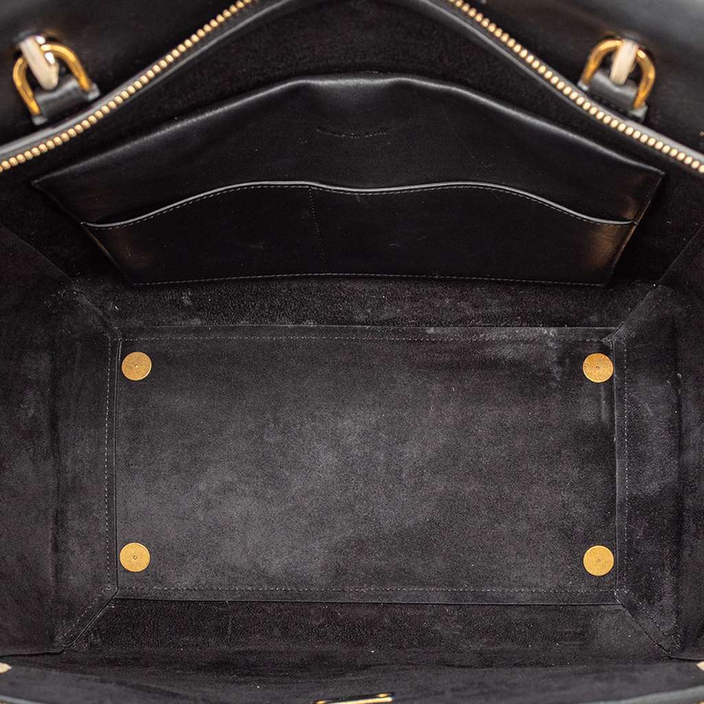 Celine Mini Bicolor Smooth Calfskin Belt Bag Black Leather Good - Model View