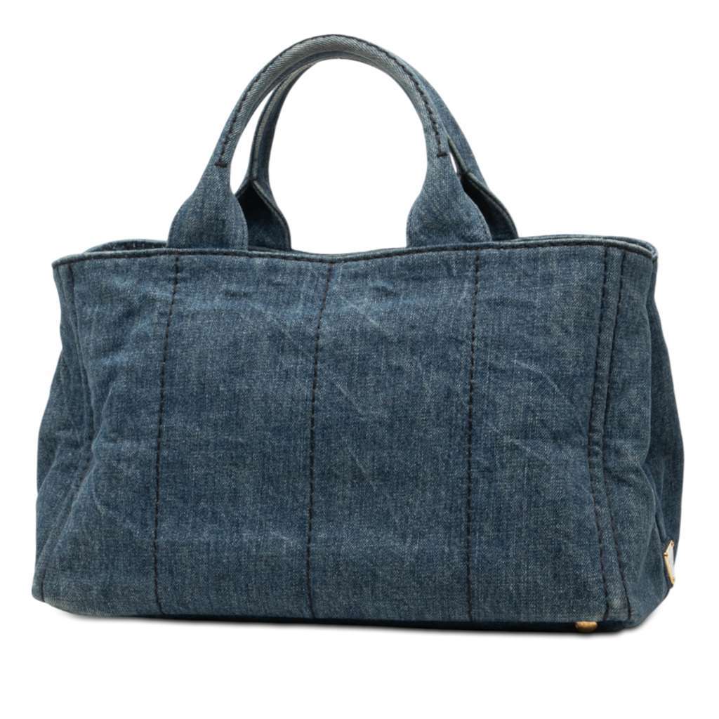 Prada Denim Canapa Logo Satchel Blue Denim Very good condition - Back View