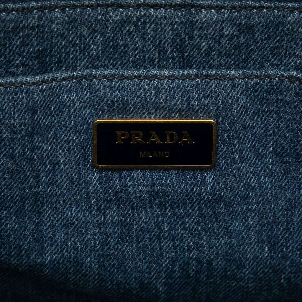 Prada Denim Canapa Logo Satchel Blue Denim Very good condition - Box View