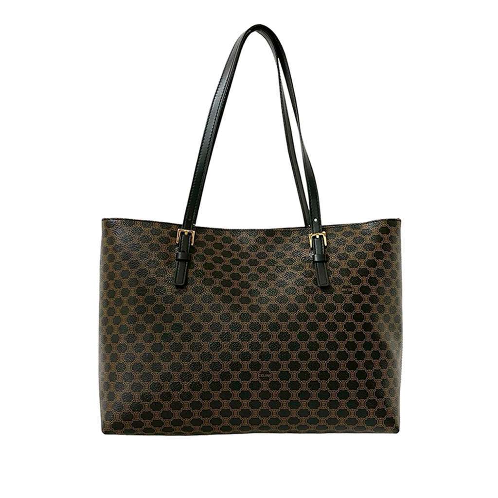 Celine Macadam Coated Canvas Tote Black Canvas Good - Back View
