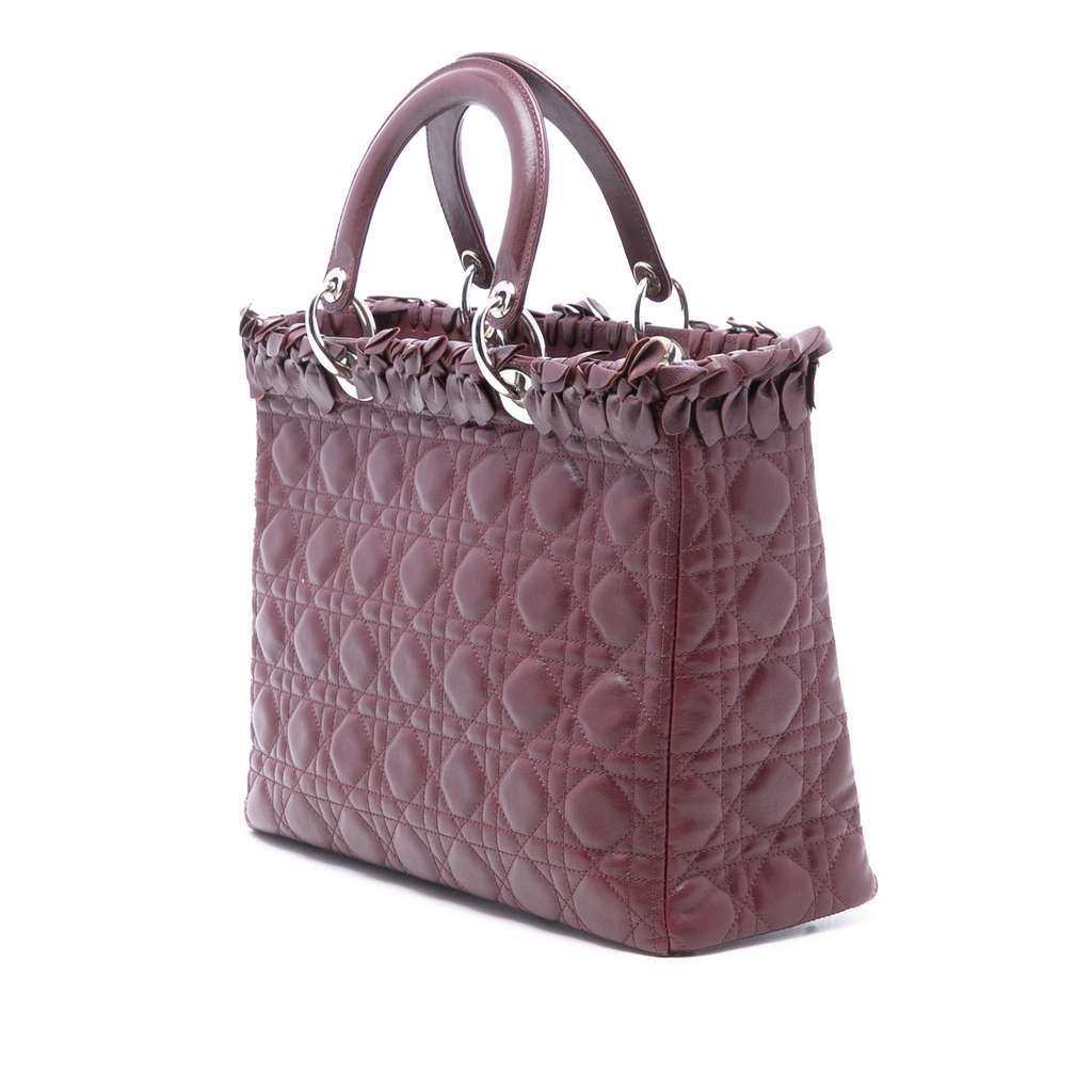 Dior Large Lambskin Cannage Bow Lady Dior Red Leather Very good - Back View