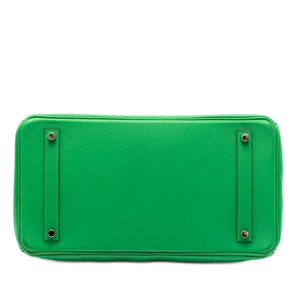 Hermès Togo and Swift Ghillies Birkin Retourne 35 Green Leather Very good condition - Inside View