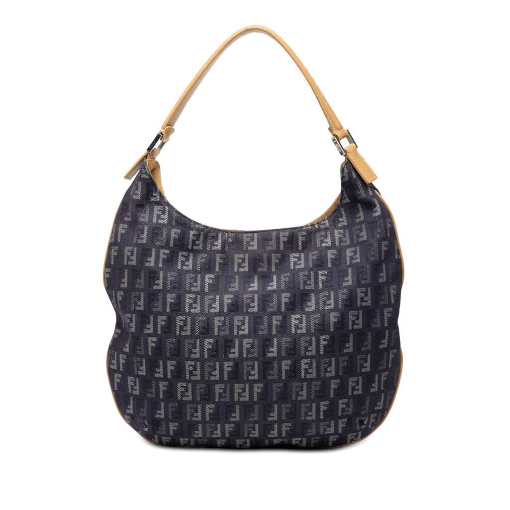 Fendi Zucchino Denim Hobo Bag Blue Denim Very good - Front View