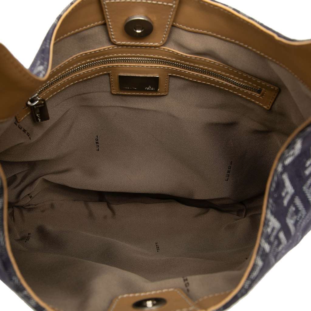 Fendi Zucchino Denim Hobo Bag Blue Denim Very good - Model View