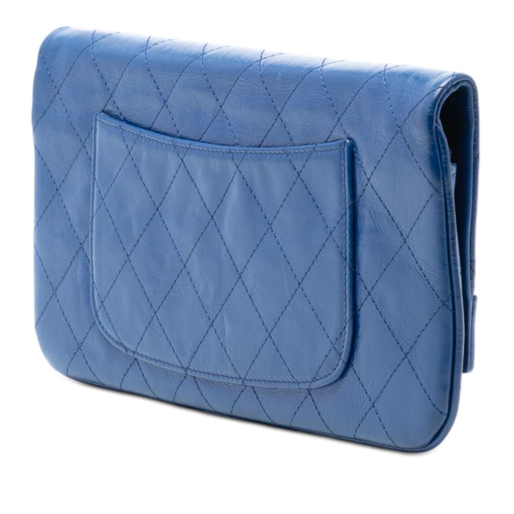Chanel Small Bicolor Aged Calfskin 31 Clutch Blue Leather Very good condition - Back View